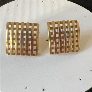 Avon Gold Tone Grid Earrings